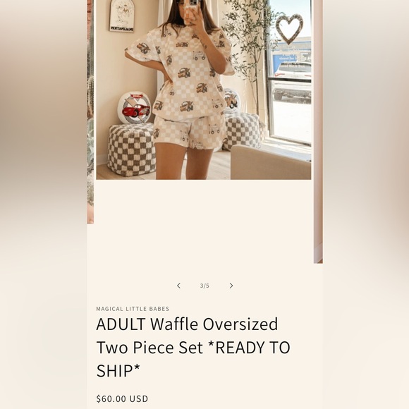 Patterned Pajama Set - Cream and Brown